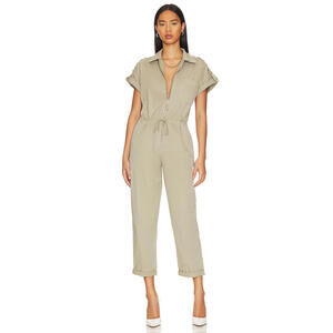 Pistola Jordan Zip Jumpsuit Size M Tan Pistachio Utility Short Sleeve Flightsuit